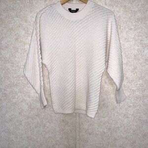 Simply Vera Wang‎ White Braided Shoulder Sweater Sz XS
